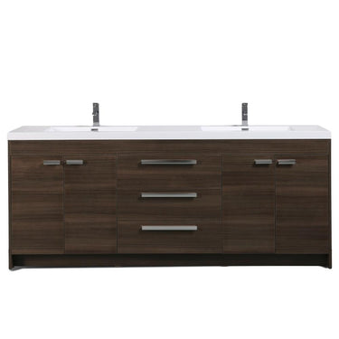 Eviva Lugano 84″ Modern Double Sink Bathroom Vanity w/ White Integrated Top Vanity Eviva Gray Oak